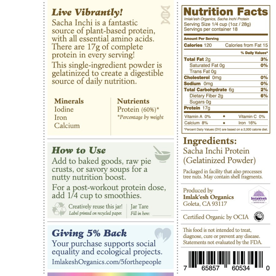 Imlakesh Organic Sacha Inchi Protein Powder Ingredients Nutrition Facts