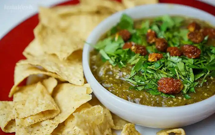 Chips And Salsa Imlakesh Recipe Golden Salsa Verde With Golden Berries And Cilantro