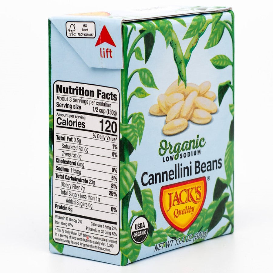 Organic Low Sodium Cannellini Beans Jack's Quality FSC Certified Box Of Beans Nutrition Facts
