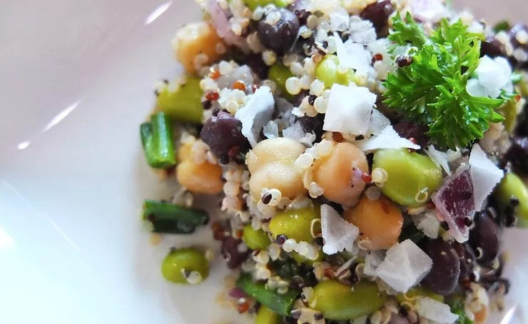 Three Bean Quinoa Salad With Chickpeas Using Jack's Quality Organic Garbanzo Beans