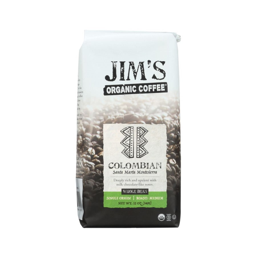 Jim's Organic Coffee Colombian Whole Bean 12oz