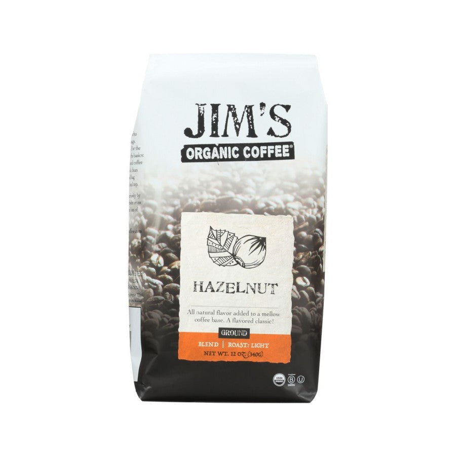 Jim's Organic Coffee Hazelnut Ground 12oz