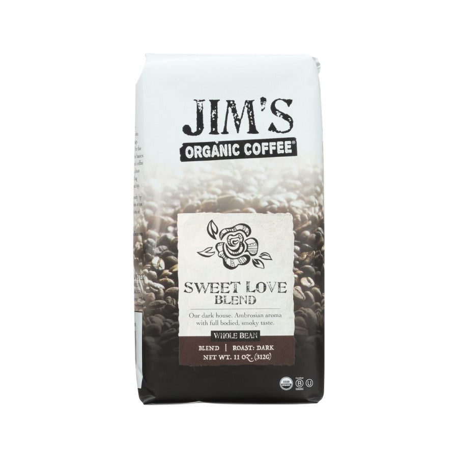 Jim's Organic Coffee Sweet Love Blend Whole Bean 11oz