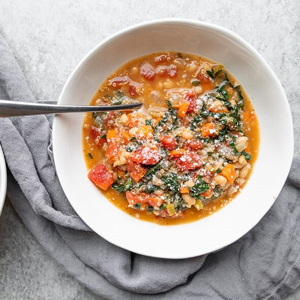 Kale Quinoa And White Bean Soup Recipe With Basil From Green Garden Organic Herbs