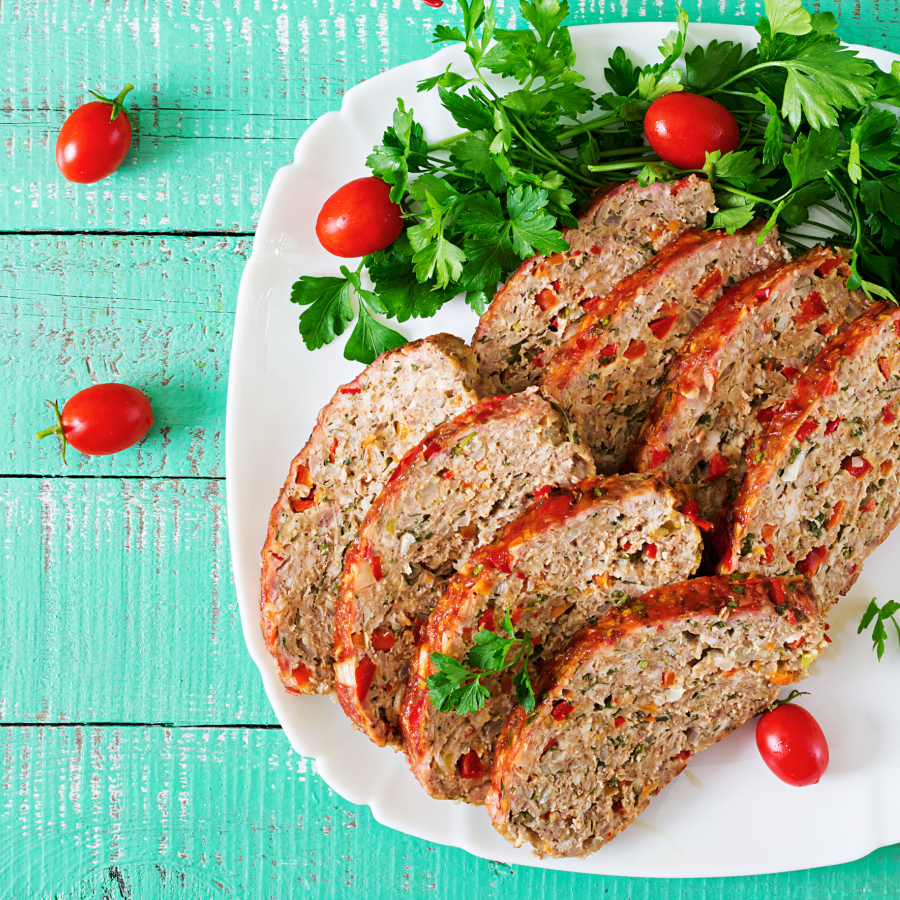 Organic Ketchup Topped Meatloaf Slices Healthy Ketchup From Terra Powders