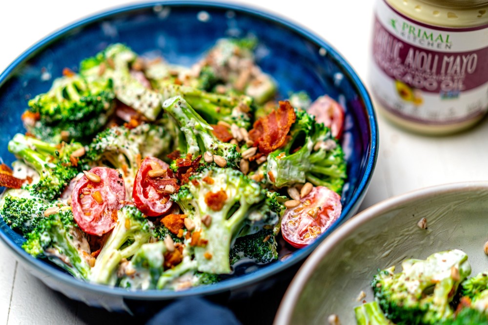 Keto Broccoli Salad Made With Whole30 Approved Garlic Aioli Mayonnaise From Primal Kitchen