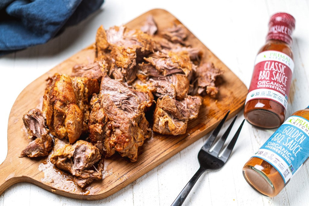 Primal Kitchen's Keto Slow Cooker Pulled Pork With BBQ Sauce Carolina Style Golden Barbecue