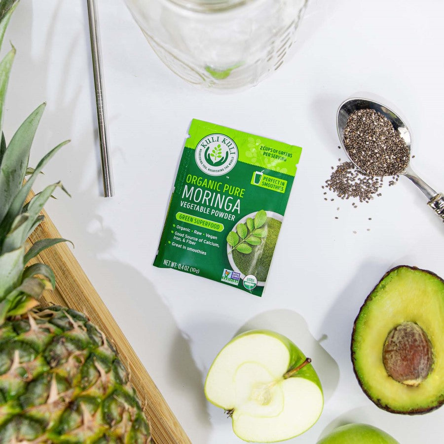 Kuli Kuli Pure Moringa Packet With Pineapple Apple Avocado Chia Seeds For Super Smoothies