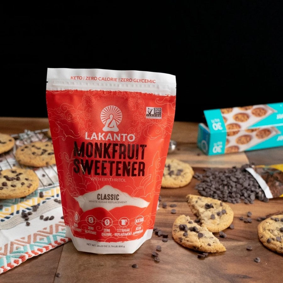Bag Of Lakanto Monkfruit Classic Sweetener White Sugar Replacement Chocolate Chip Cookies