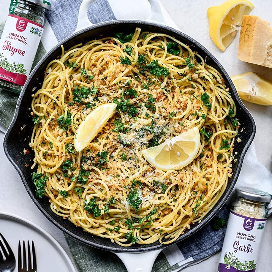 Lemony Pasta Skillet Recipe Made With Green Garden Herbs Freeze Dried Spices And Seasonings