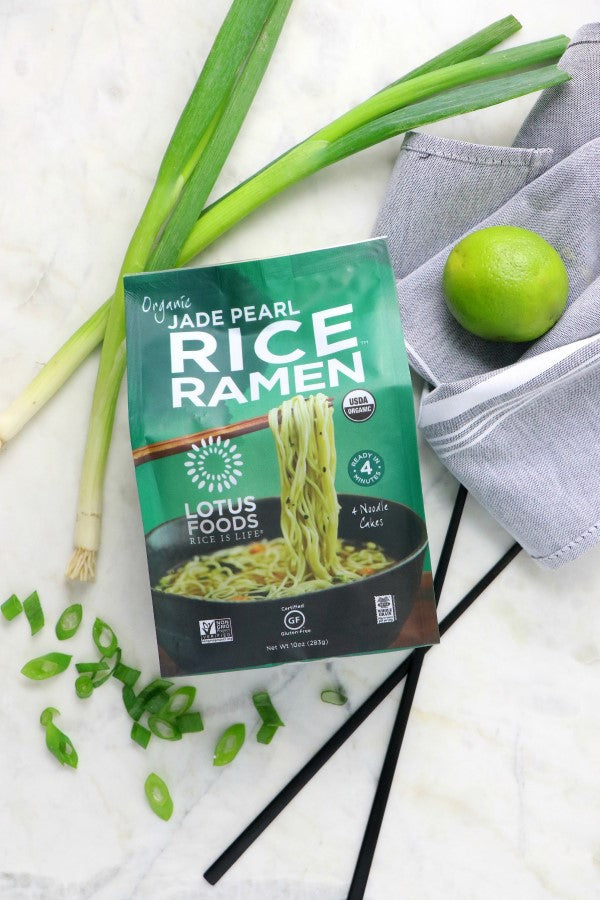 Organic Jade Pearl Rice Ramen Lotus Foods With Fresh Green Ingredients