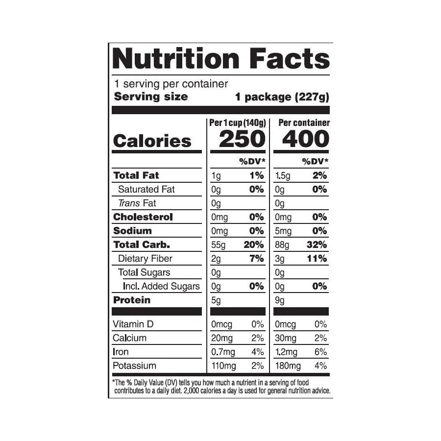 Lotus Foods White Jasmine And Forbidden Rice Blend 8 Ounce Heat And Eat Pouch Organic Nutrition Facts