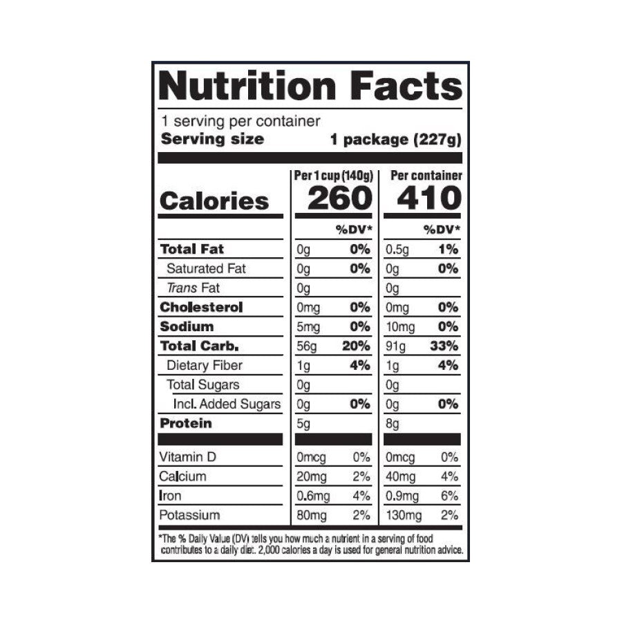 Lotus Foods White Jasmine Rice 8 Ounce Heat And Eat Pouch Organic Nutrition Facts
