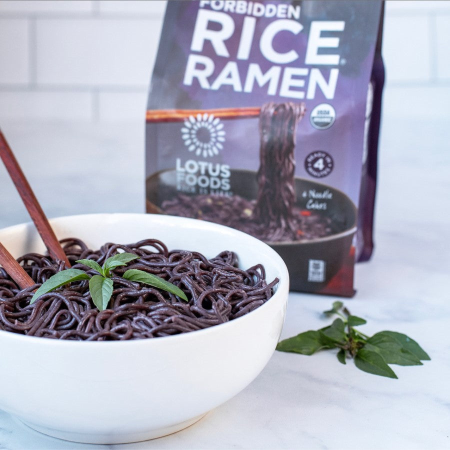 Delicious Purple Rice Noodles Lotus Foods Forbidden Rice Ramen Gluten Free Pasta