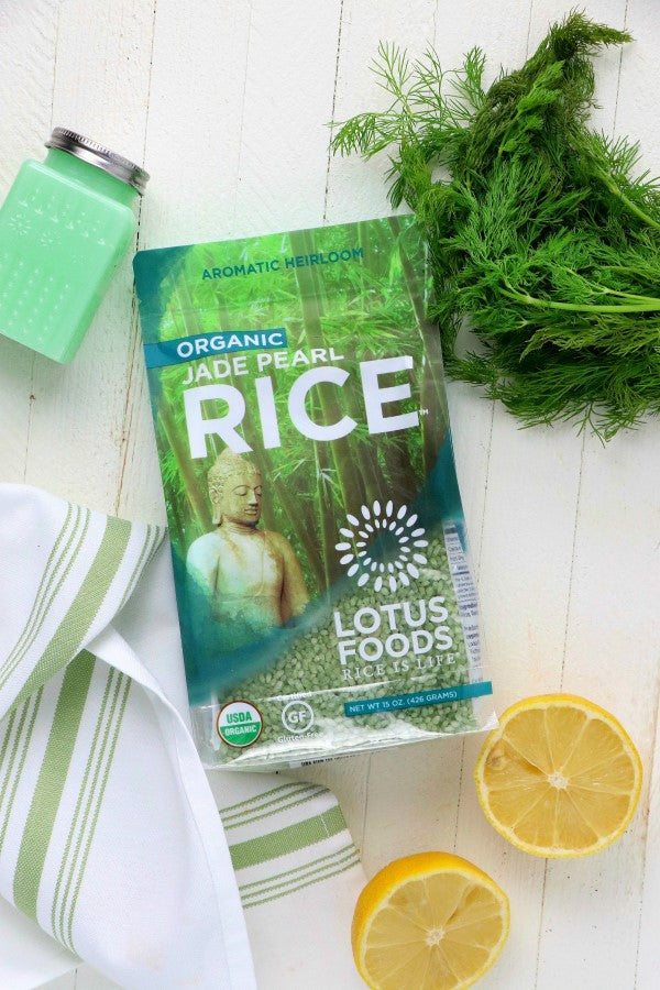 Organic Lotus Foods Aromatic Heirloom Jade Pearl Green Rice With Fresh Herbs And Lemon
