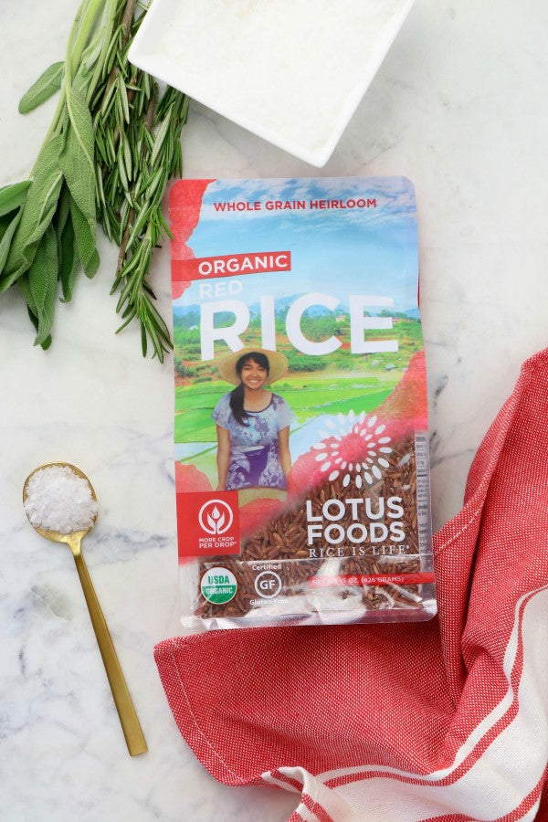 Whole Grain Heirloom Organic Red Rice Lotus Foods With Fresh Herbs