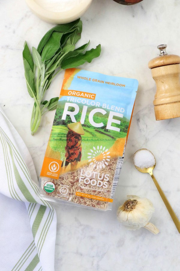 Organic Lotus Foods Whole Grain Heirloom Tri-Color Rice Blend With Fresh Herbs
