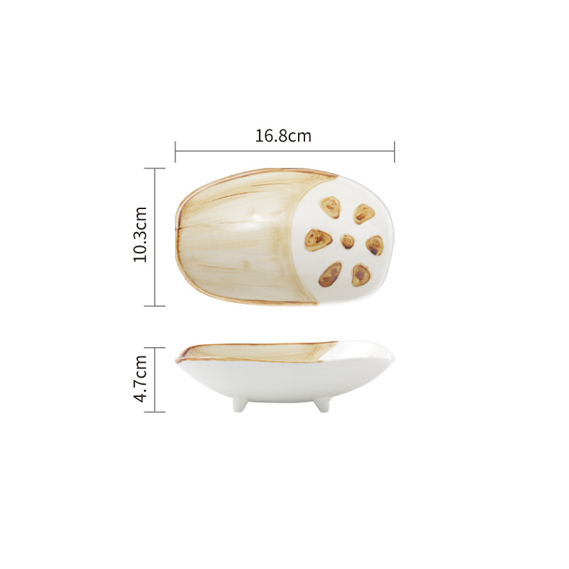 Ceramic Lotus Root Vegetable Shaped Decorative Pottery Serveware