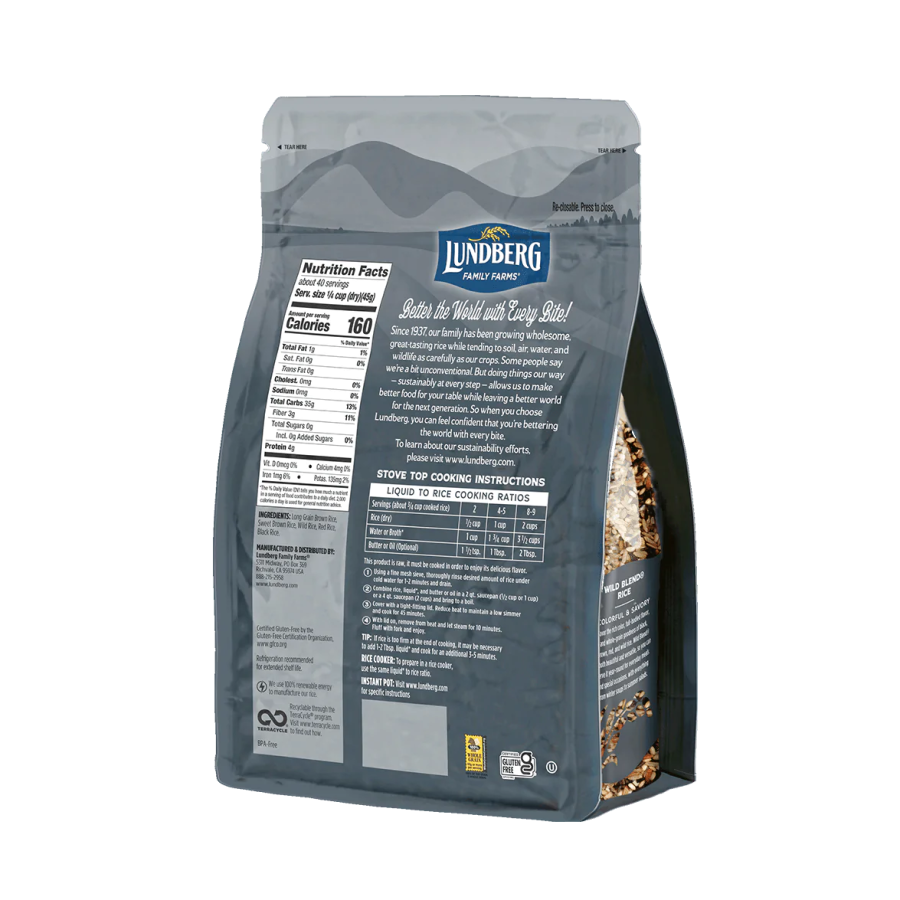 Lundberg Wild Blend Sustainable Rice Nutrition Facts Gluten Free Ingredients