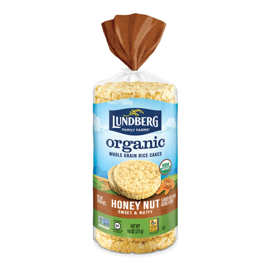 Lundberg Family Farms Organic Brown Rice Cakes Honey Nut 9.6oz