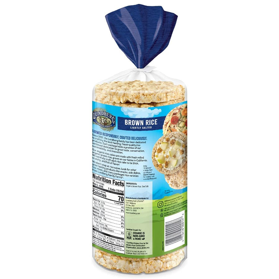 Farmed Responsibly Crafted Deliciously Puffed Brown Rice Cakes Lundberg Lightly Salted