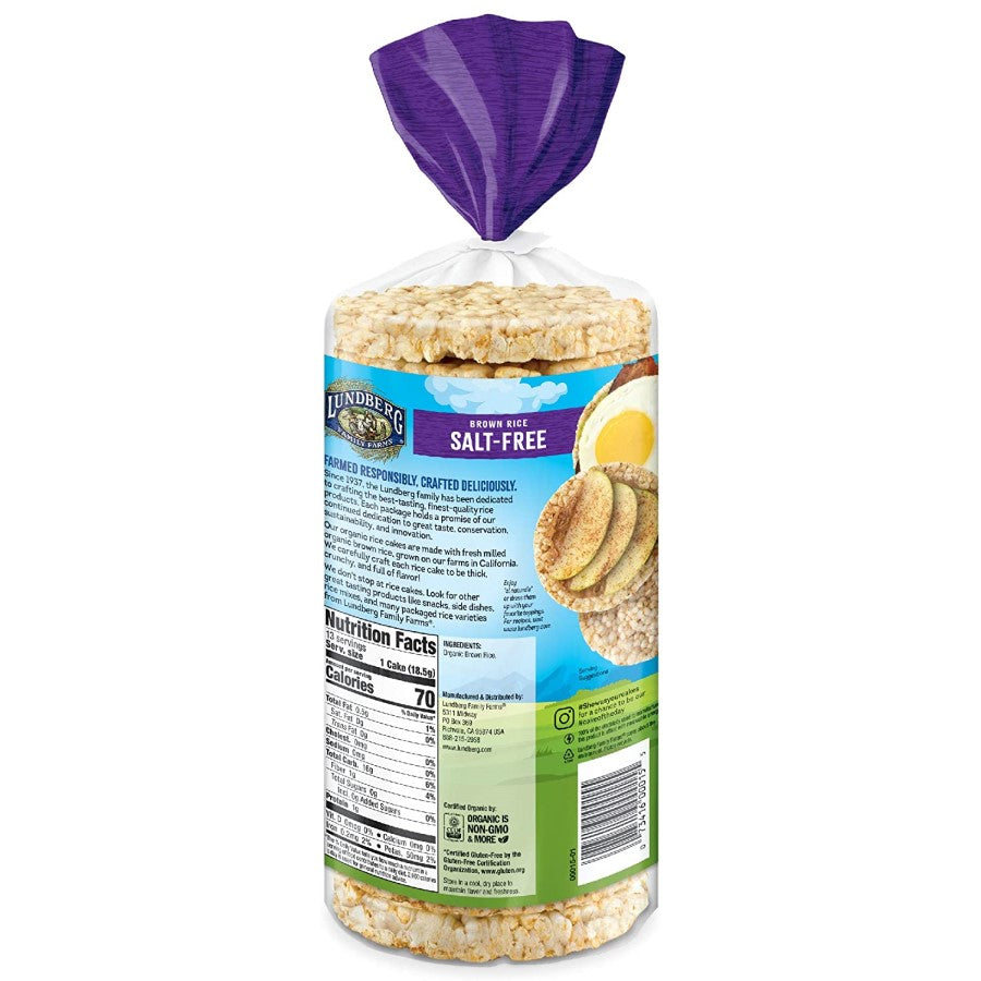 Farmed Responsibly Crafted Deliciously Puffed Brown Rice Cakes Lundberg Salt Free