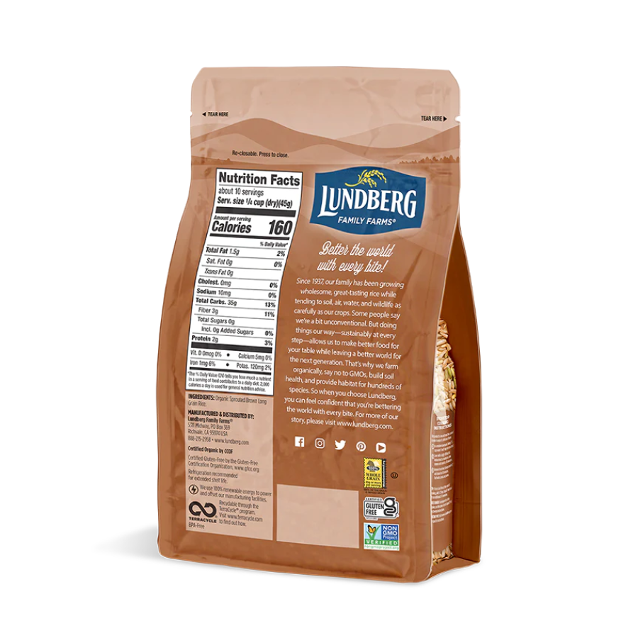 Lundberg Sprouted Brown Basmati Organic Rice Nutrition Facts Gluten Free Ingredients