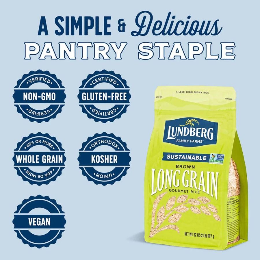 A Simple And Delicious Pantry Staple Non-GMO Gluten Free Whole Grain Vegan Lundberg Sustainable Brown Long Grain Gourmet Rice