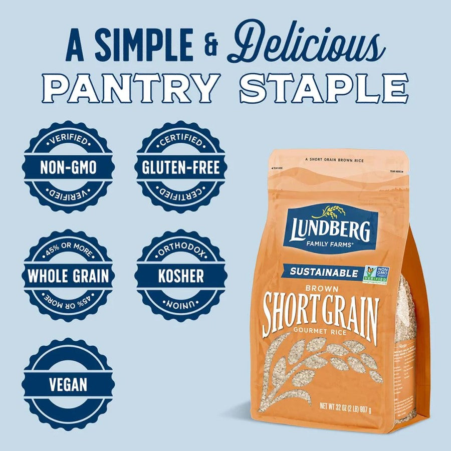 A Simple And Delicious Pantry Staple Non-GMO Gluten Free Whole Grain Vegan Lundberg Sustainable Brown Short Grain Gourmet Rice
