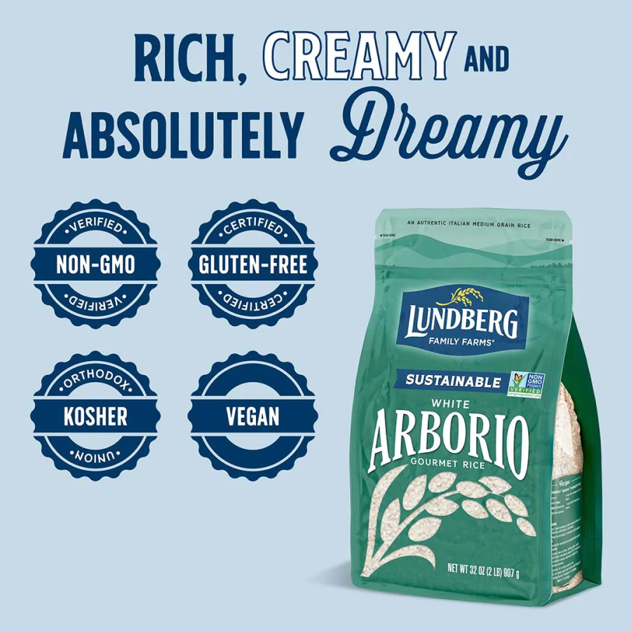 Rich Creamy And Absolutely Dreamy Non-GMO Gluten Free Vegan Lundberg Sustainable White Arborio Gourmet Rice