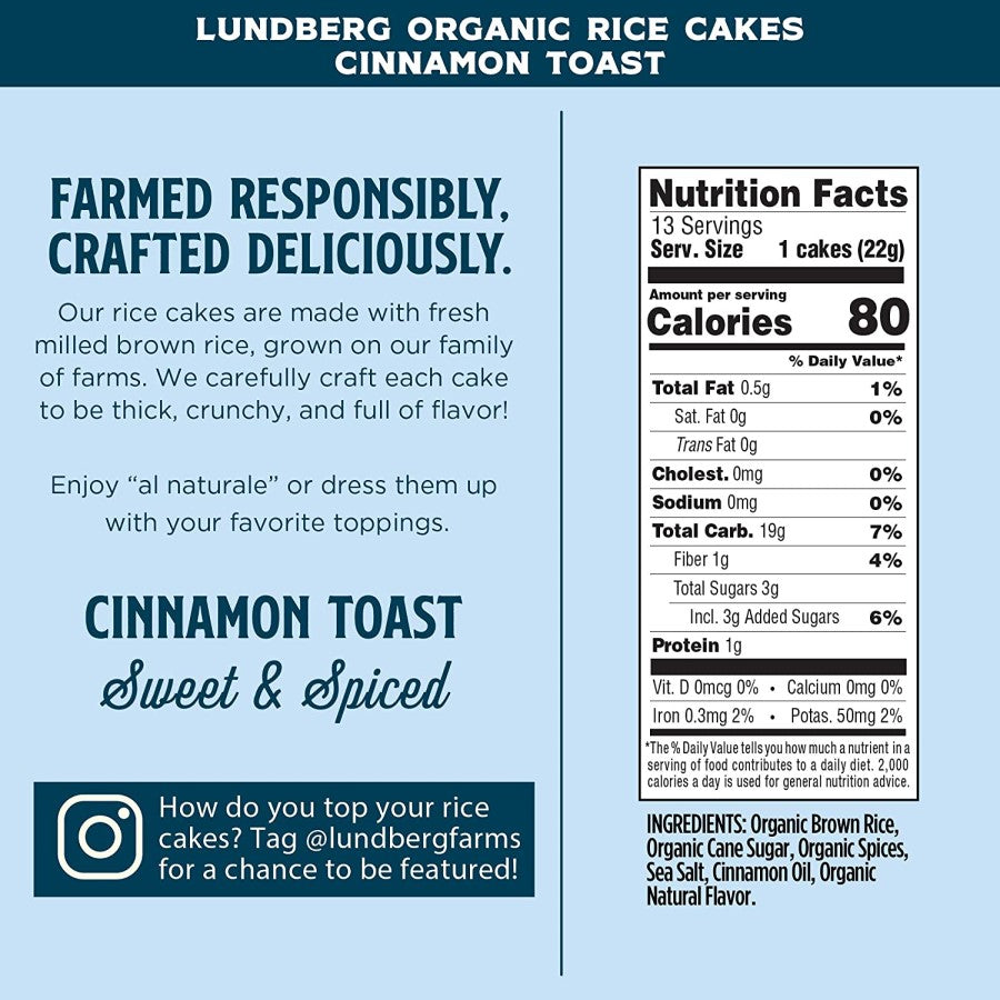 Lundberg Organic Rice Cakes Cinnamon Toast Ingredients