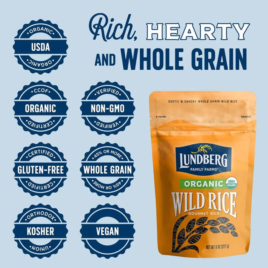Rich Hearty And Whole Grain Organic Non-GMO Gluten Free Whole Grain Vegan Lundberg Organic Wild Rice Gourmet Rice