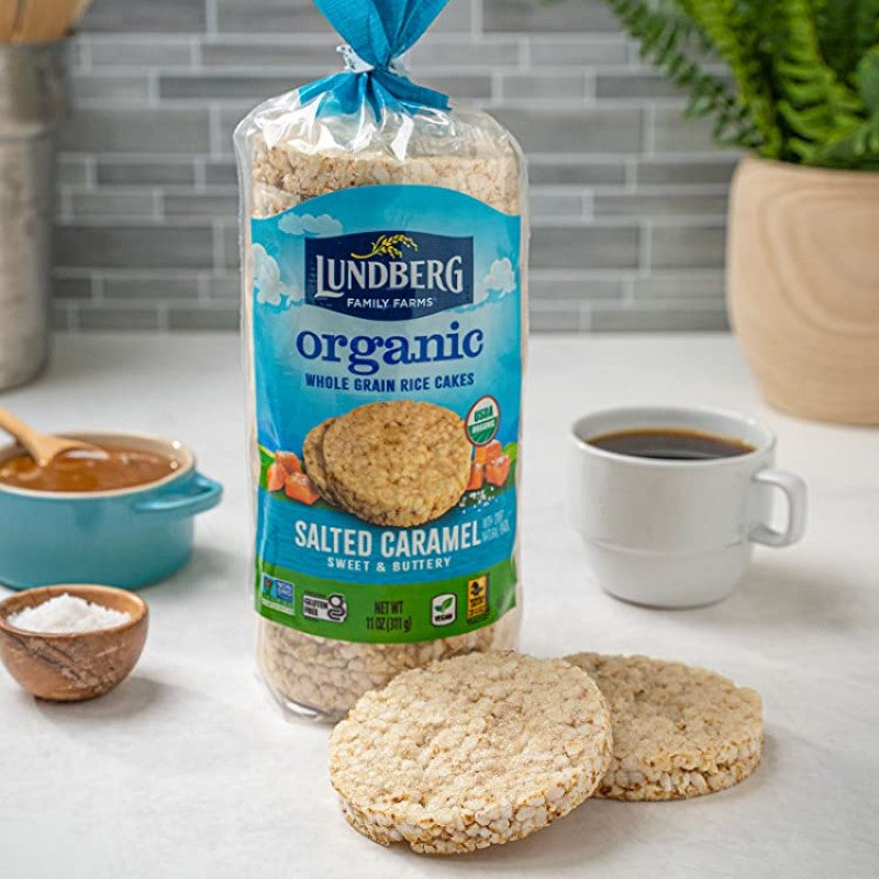 Sweet And Buttery Lundberg Family Farms Organic Whole Grain Rice Cakes Salted Caramel Puffed Rice Cake With Coffee
