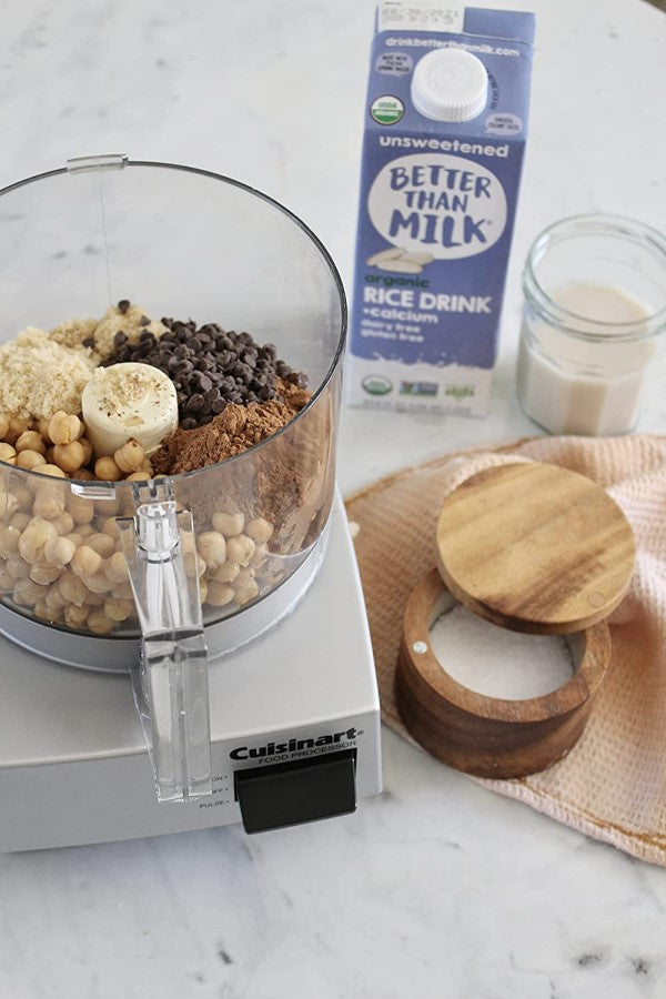 Making Delicious Vegan Recipe In Food Processor Using Unsweetened Rice Drink Plus Calcium Better Than Milk Non Dairy Dessert With Cocoa And Chickpeas