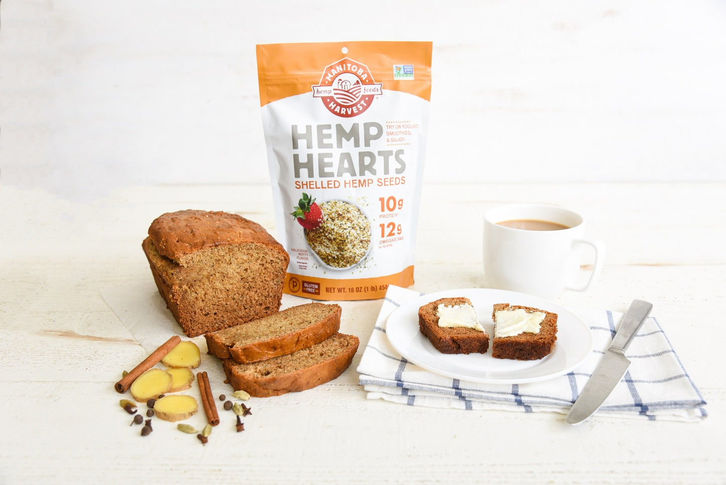 Non-GMO Hemp Hearts Manitoba Harvest Chai Spiced Loaf Bread Recipe With Shelled Hemp Seeds And Autumn Spices