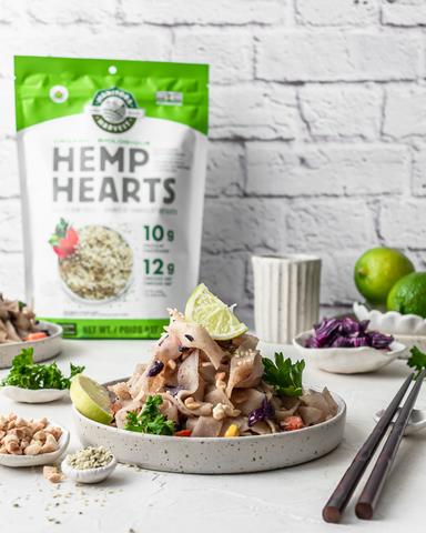 Organic Hemp Heart Pad Thai Recipe Using Manitoba Harvest Shelled Hemp Seeds