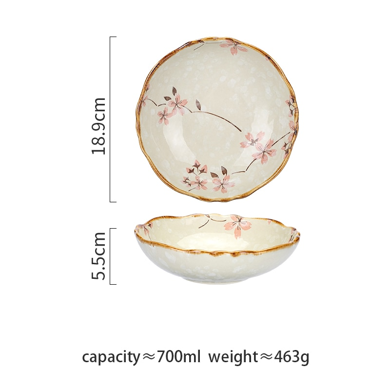 Maple Blossoms Farmhouse Style Floral Ceramic Bowl Measurements