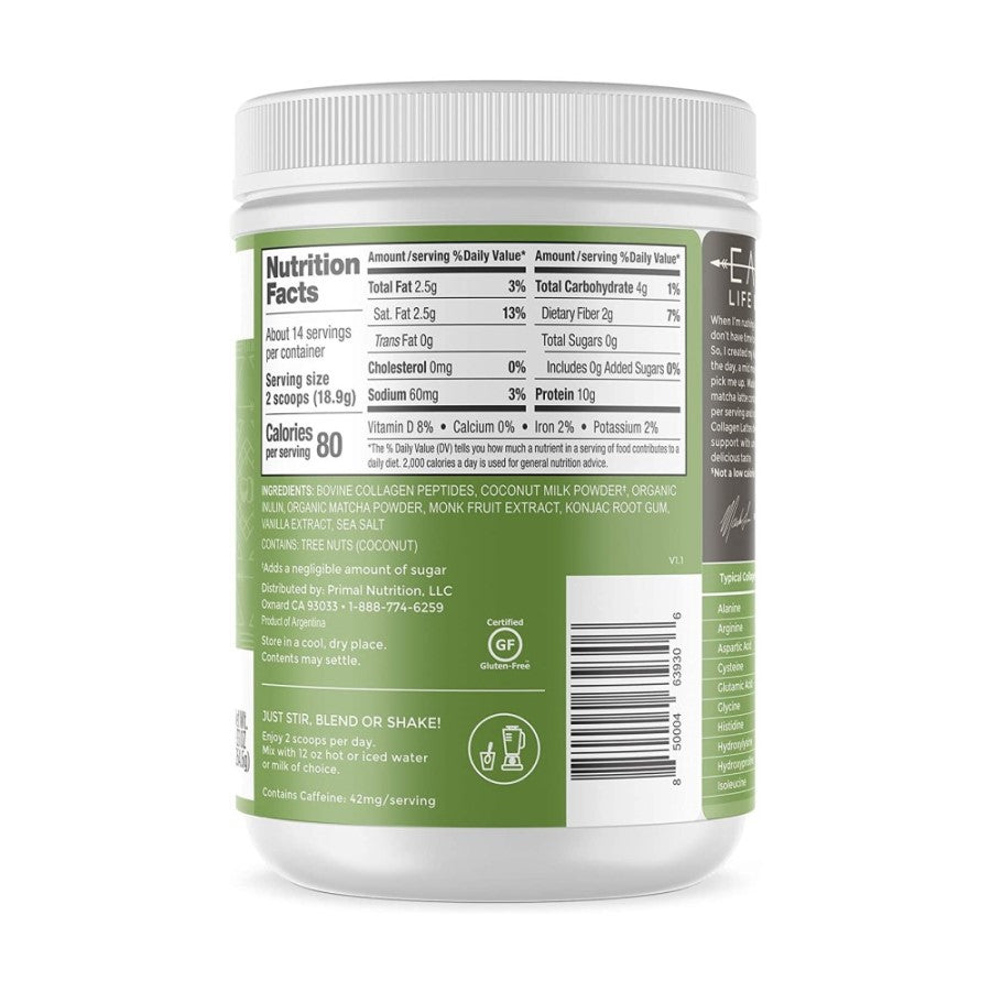 Collagen Peptide Powder Nutrition Facts Organic Matcha Keto Latte Ingredients Primal Kitchen Drink Mix