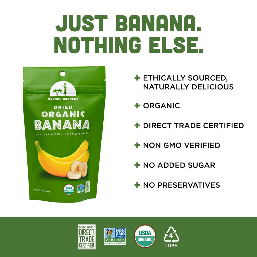 Mavuno Harvest Dried Organic Banana - Case Of 6/2 Oz : Target