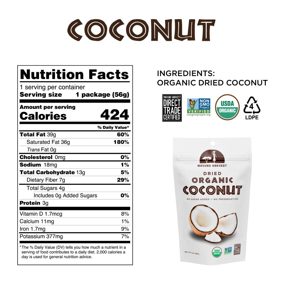 Organic Coconut Mavuno Harvest Nutrition Facts And Ingredients