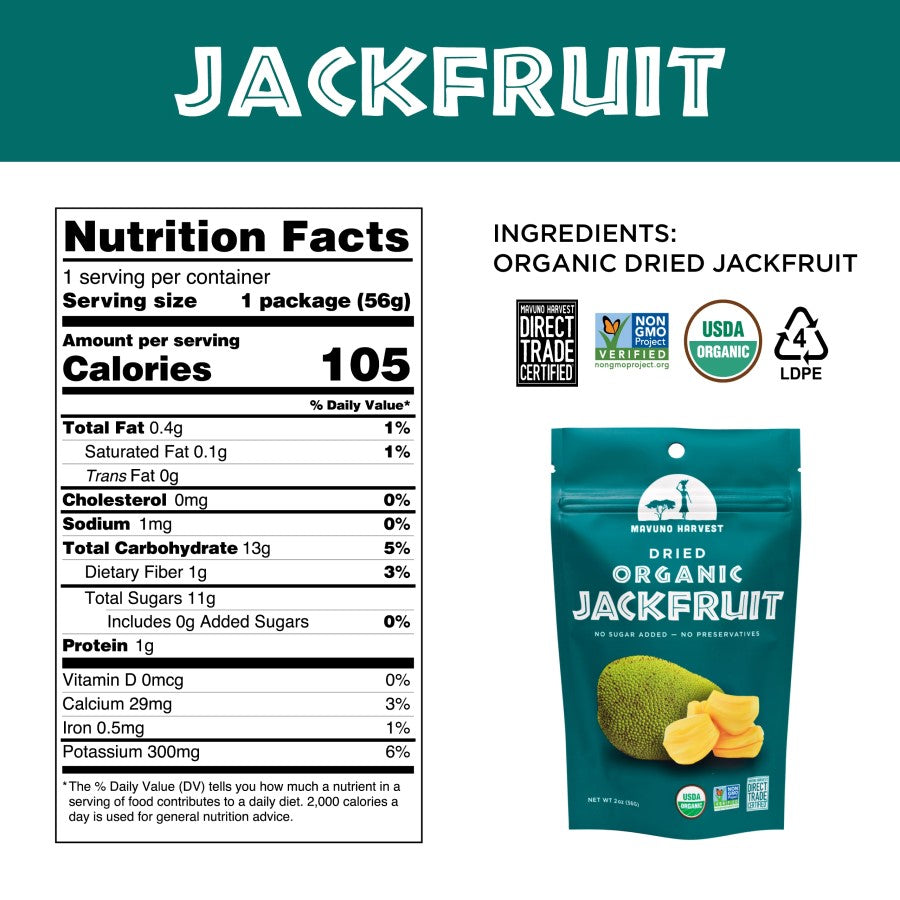 Organic Jackfruit Mavuno Harvest Nutrition Facts And Ingredients