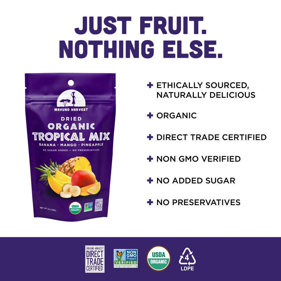 Just Fruit Nothing Else No Added Sugar Snack Mavuno Harvest Infographic Organic Non-GMO