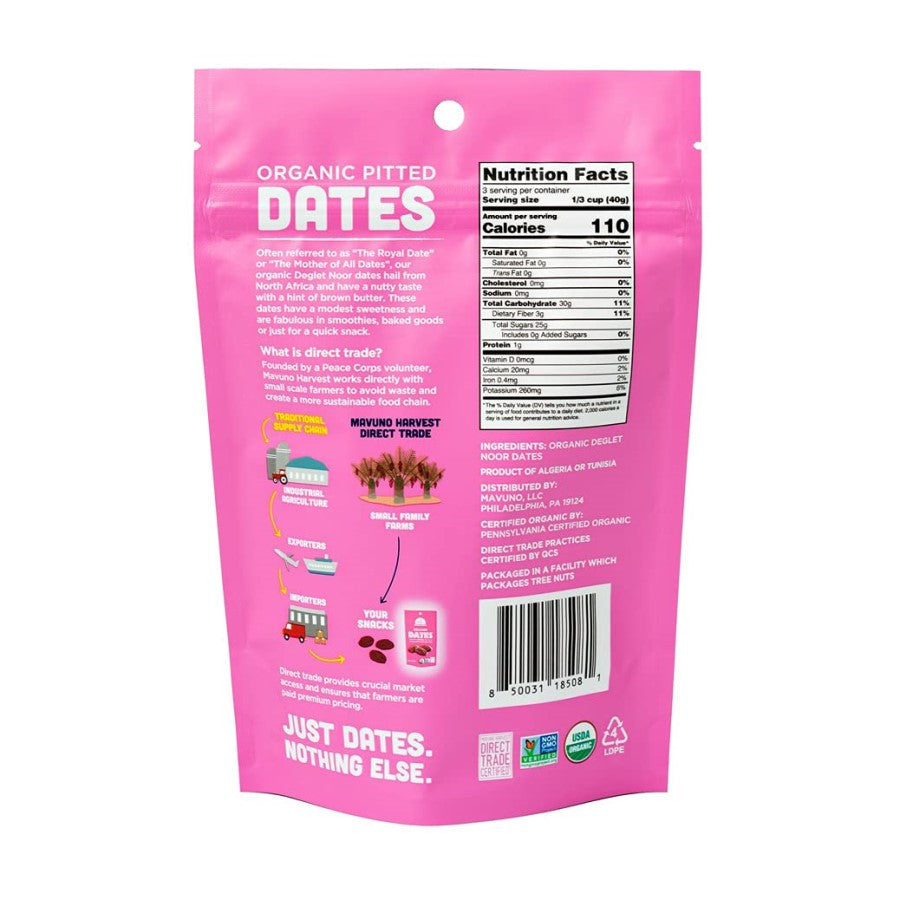 Organic Pitted Dates Mavuno Deglet Noor Dates Single Ingredient Nutrition Facts