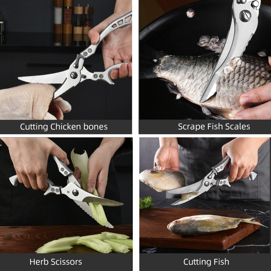 Pro Kitchen Scissors Have Multi-Uses Cutting Chicken Bones Scraping Fish Scales Herb Scissors Cutting Fish