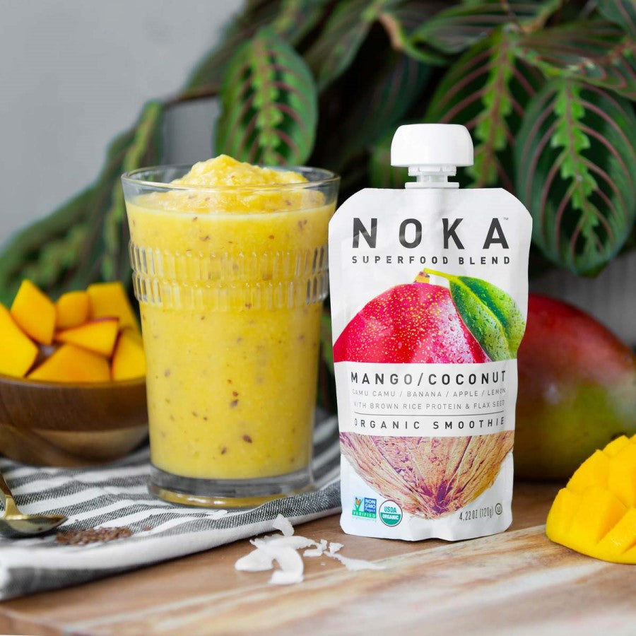 NOKA Superfood Smoothie Organic Mango Coconut Flax With Non-GMO Coconut Mango Ingredients