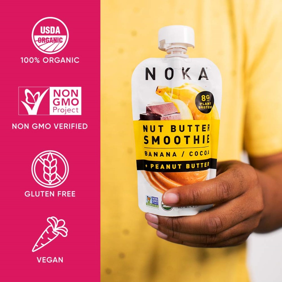 100% Organic Non-GMO Gluten Free Vegan Noka Superfood Smoothie Banana Cocoa Peanut Butter