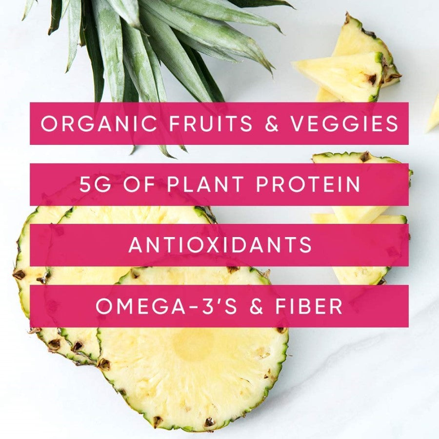 Organic Fruits And Veggies Plant Protein Antioxidants Omega 3's And Fiber Are In Noka Strawberry Pineapple Smoothies