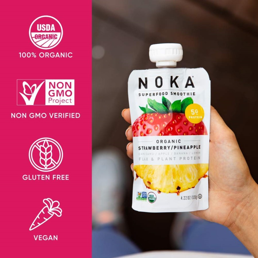 100% Organic Non-GMO Gluten Free Vegan Noka Superfood Smoothie Strawberry Pineapple