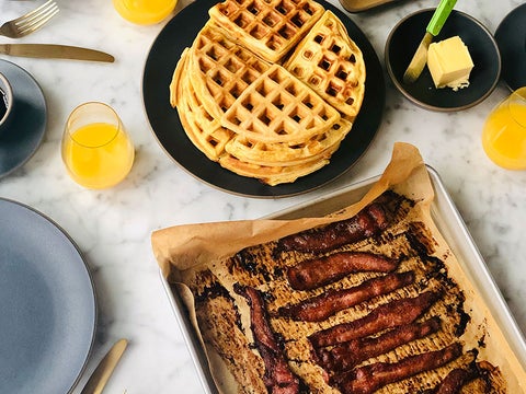 Waffles And No Mess Bacon Cooked On If You Care Precut Parchment Paper Baking Sheet