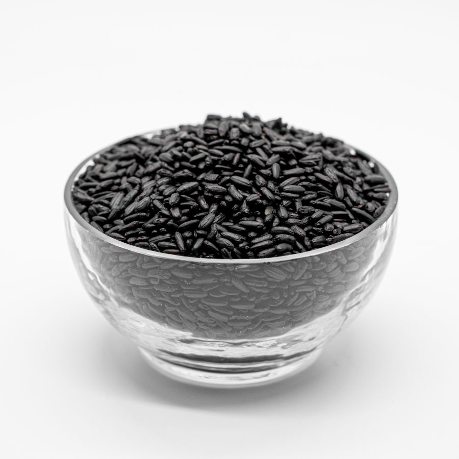 Bowl Of Non-GMO Heirloom Black Rice Grains Forbidden Rice From Lotus Foods